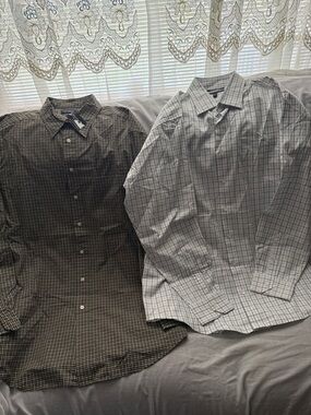 (1)Murano Men's Checked Dress Shirt & (1) Round Tree & York shirt Size 2XLT